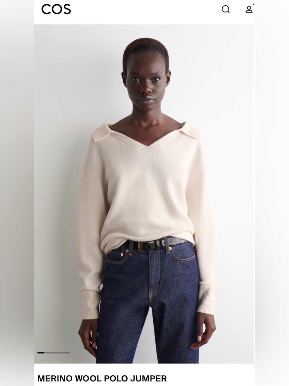 COS 100% Merino wool polo sweater. Size small. Autumn Winter 2025 collection.